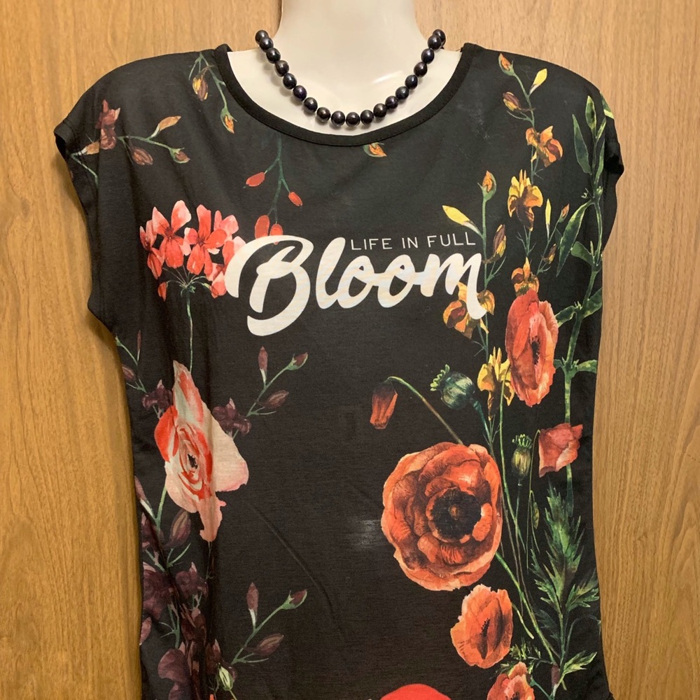 Max Black Floral Muscle Shirt